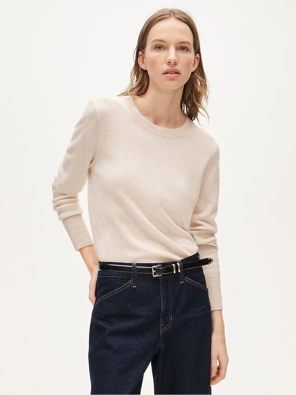 J. Crew Cashmere Classic Fit Crewneck in Heather Natural Size Large NWT
